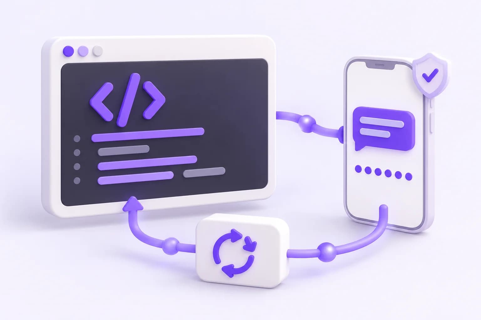 Developer code connected to SMS verification and returning webhook events